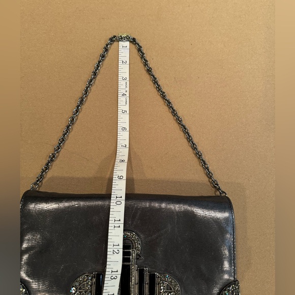 Etro Silver Metallic Shoulder Bag with Chain - Picture 13 of 13